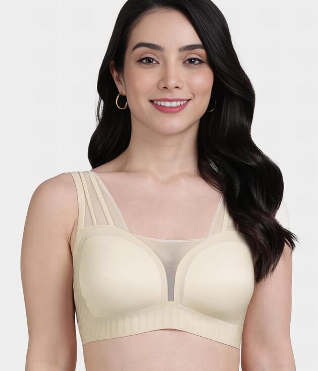 Casual 3/4th Coverage T-Shirt Bralette Bra - Light Skin
