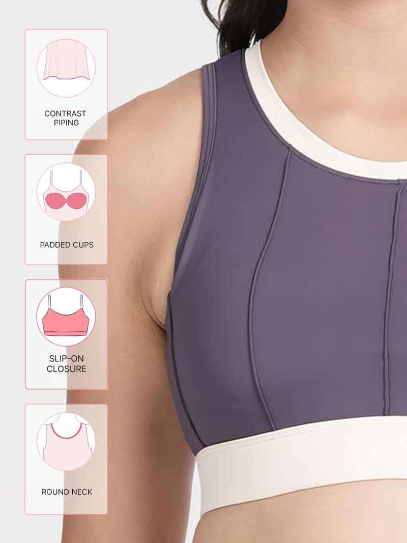Shyle Medium Impact Classic Back | Sports Bra Dancing and Training Cycling Sportswear - Cadet Purple - Image 6
