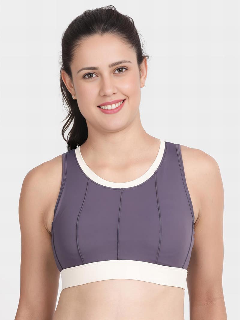 Shyle Medium Impact Classic Back | Sports Bra Dancing and Training Cycling Sportswear - Cadet Purple - Image 2