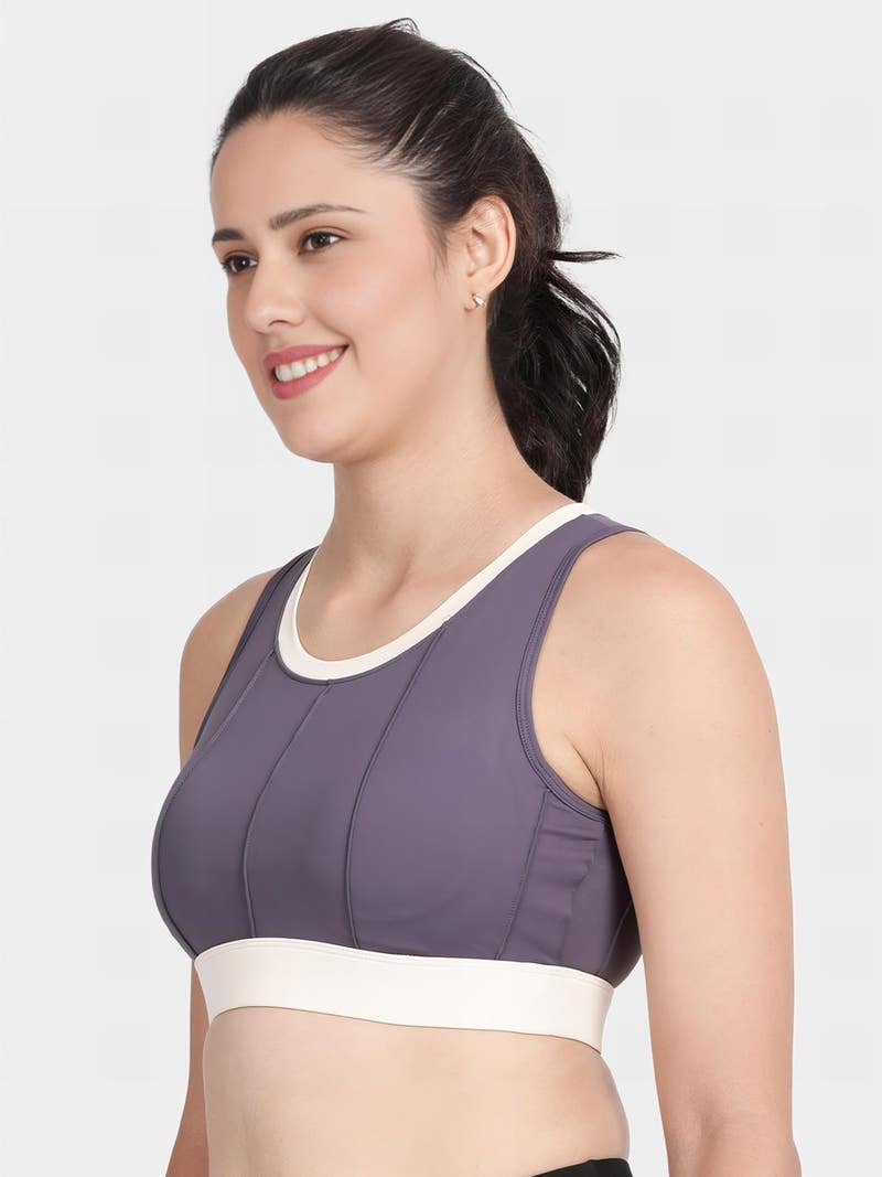 Shyle Medium Impact Classic Back | Sports Bra Dancing and Training Cycling Sportswear - Cadet Purple - Image 3
