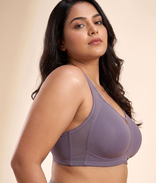 Casual Hi-Support Plus Size Full Coverage Minimiser Bra - Smokey Plum
